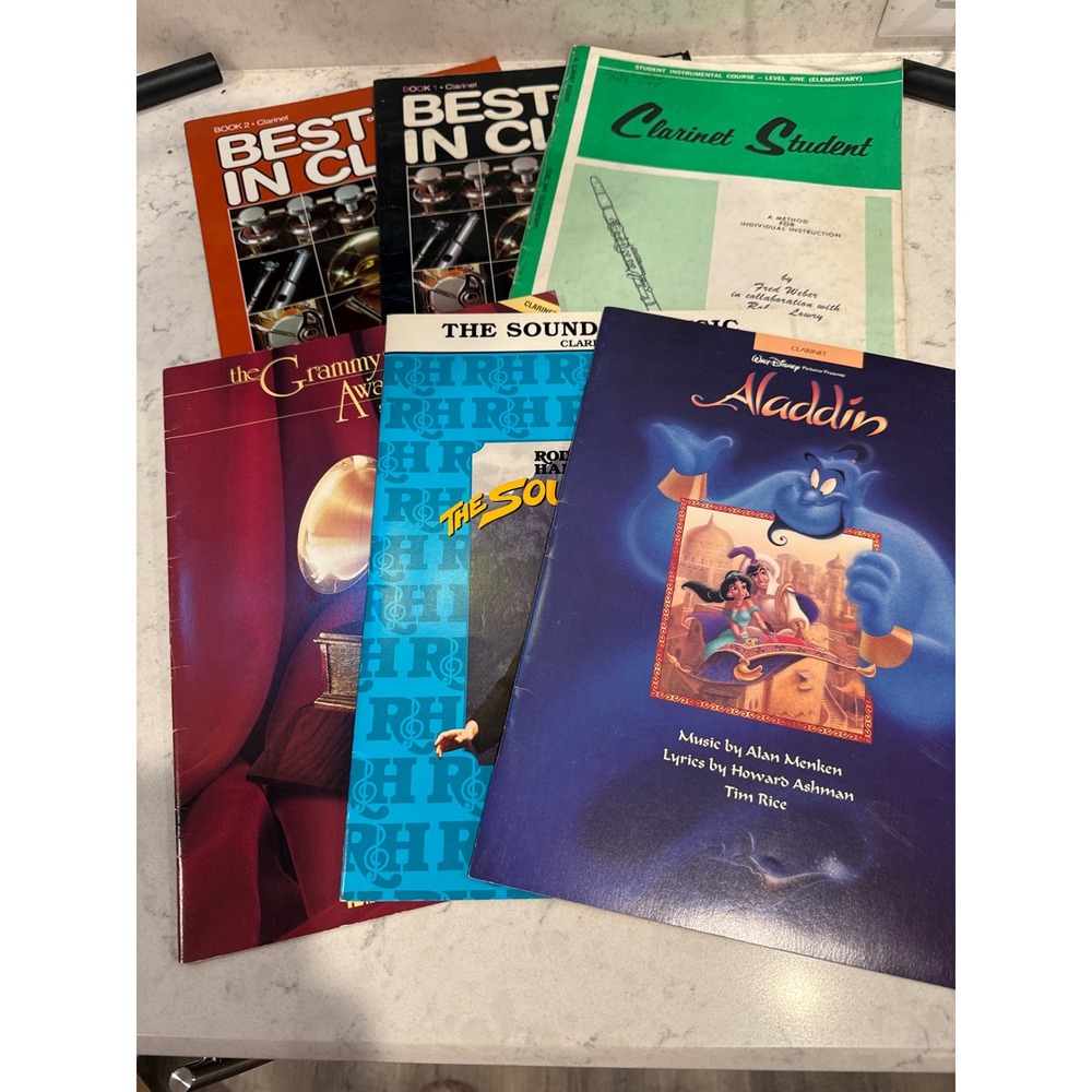 Clarinet Sheet Music Lot Disney Aladdin Sound of Music Best In Class Method Book